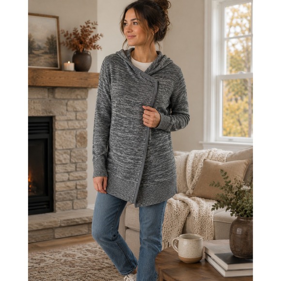 lululemon athletica Sweaters - Lululemon Peace of Mind Wrap Hooded Cardi Heathered Dark Slate Silver Spoon Gray